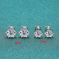 Moissanite Screw Stud Earrings D Color 6-Prong 925 Sterling Silver Wedding