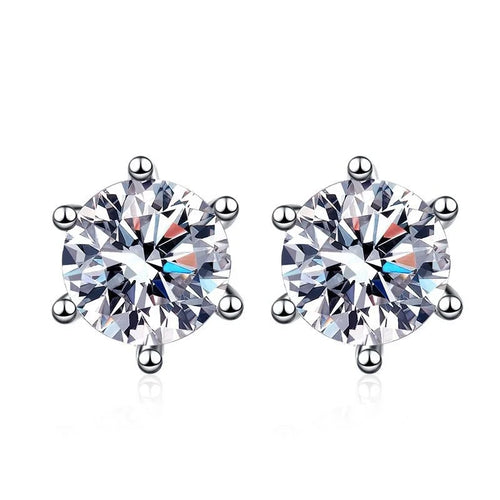 Moissanite Screw Stud Earrings D Color 6-Prong 925 Sterling Silver Wedding