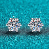 Moissanite Screw Stud Earrings D Color 6-Prong 925 Sterling Silver Wedding