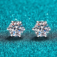 Moissanite Screw Stud Earrings D Color 6-Prong 925 Sterling Silver Wedding