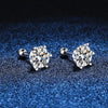 Moissanite Screw Stud Earrings D Color 6-Prong 925 Sterling Silver Wedding