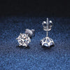 Moissanite Screw Stud Earrings D Color 6-Prong 925 Sterling Silver Wedding