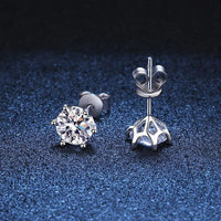 Moissanite Screw Stud Earrings D Color 6-Prong 925 Sterling Silver Wedding