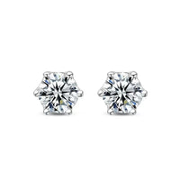 Moissanite Screw Stud Earrings D Color 6-Prong 925 Sterling Silver Wedding