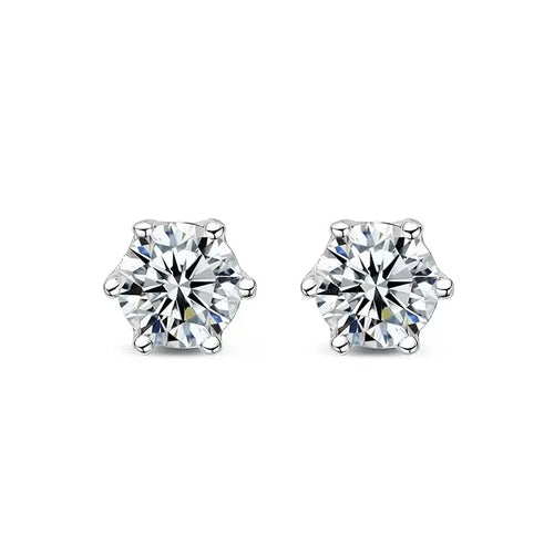 Moissanite Screw Stud Earrings D Color 6-Prong 925 Sterling Silver Wedding