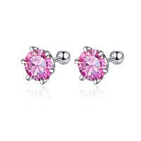 Moissanite Screw Stud Earrings 0.5-2ct D Color 925 Sterling Silver Wedding Studs