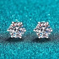 Moissanite Screw Stud Earrings 0.2-2CT D Color 925 Sterling Silver 6 Prong