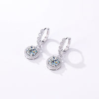 Moissanite 925 Sterling Silver Round D Color Drop Earrings Valentine's Gift