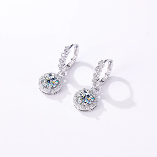 Moissanite 925 Sterling Silver Round D Color Drop Earrings Valentine's Gift