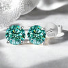 Moissanite Stud Earrings 0.3-3ct Certified S925 Sterling Silver Cyan Colorfast