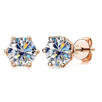 Moissanite Stud Earrings 0.5/1/2 CT Rose Gold Plated Sterling Silver 925