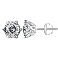 Moissanite Stud Earrings 0.5-2CT S925 Sterling Silver 18K 6-Prong Screw Backs