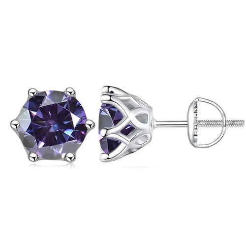 Moissanite Stud Earrings 0.5-2CT S925 Sterling Silver 18K 6-Prong Screw Backs