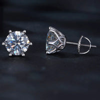 Moissanite Stud Earrings 0.5-2CT Screw Back S925 Sterling Silver 18K Plated