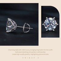 Moissanite Stud Earrings 0.5-2CT Screw Back S925 Sterling Silver 18K Plated