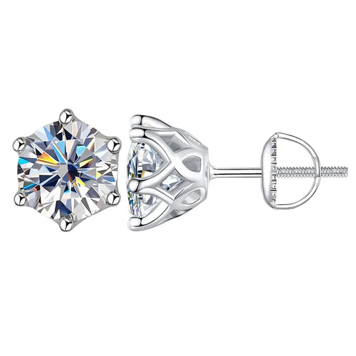 Moissanite Stud Earrings 0.5-2CT Screw Back S925 Sterling Silver 18K Plated