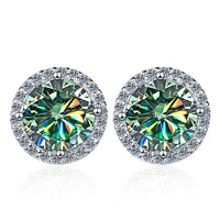 Moissanite Stud Earrings 0.8ct D Color 925 Sterling Silver 18K White Gold