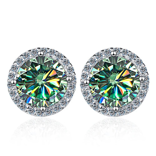 Moissanite Stud Earrings 0.8ct D Color 925 Sterling Silver 18K White Gold