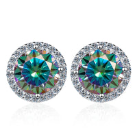 Moissanite Stud Earrings 0.8ct D Color 925 Sterling Silver 18K White Gold