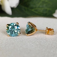 Moissanite Stud Earrings 0.3-3ct Certified S925 Sterling Silver Cyan Colorfast