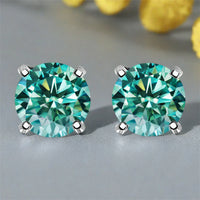 Moissanite Stud Earrings 0.3-3ct Certified S925 Sterling Silver Cyan Colorfast