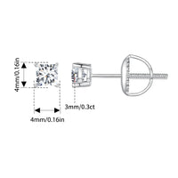 Moissanite Stud Earrings 0.5-1ct Screw Back D VVS1 Lab Created White Gold
