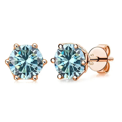 Moissanite Stud Earrings 0.5/1/2 CT Rose Gold Plated Sterling Silver 925