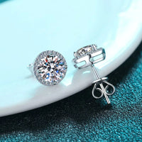 Moissanite Stud Earrings 0.8ct D Color 925 Sterling Silver 18K White Gold