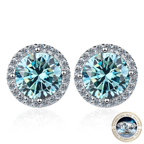 Moissanite Stud Earrings 0.8ct D Color 925 Sterling Silver 18K White Gold