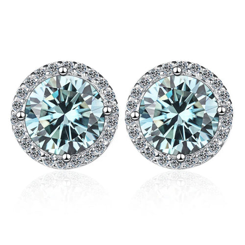 Moissanite Stud Earrings 0.8ct D Color 925 Sterling Silver 18K White Gold