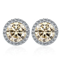 Moissanite Stud Earrings 0.8ct D Color 925 Sterling Silver 18K White Gold
