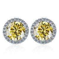 Moissanite Stud Earrings 0.8ct D Color 925 Sterling Silver 18K White Gold