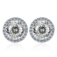 Moissanite Stud Earrings 0.8ct D Color 925 Sterling Silver 18K White Gold