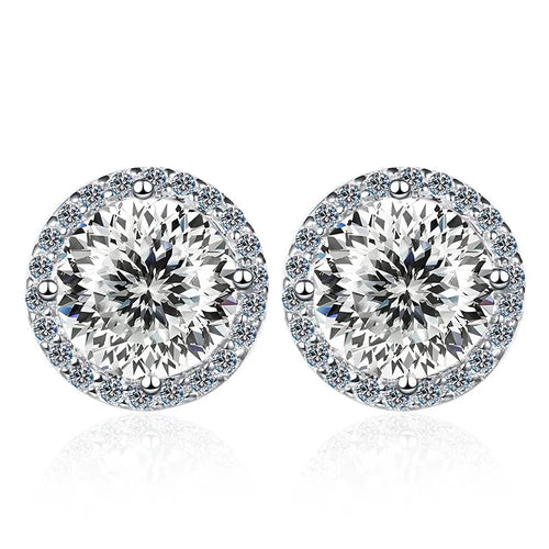 Moissanite Stud Earrings 0.8ct D Color 925 Sterling Silver 18K White Gold