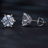 Moissanite Stud Earrings 0.5-2CT S925 Sterling Silver 18K 6-Prong Screw Backs