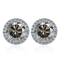 Moissanite Stud Earrings 0.8ct D Color 925 Sterling Silver 18K White Gold