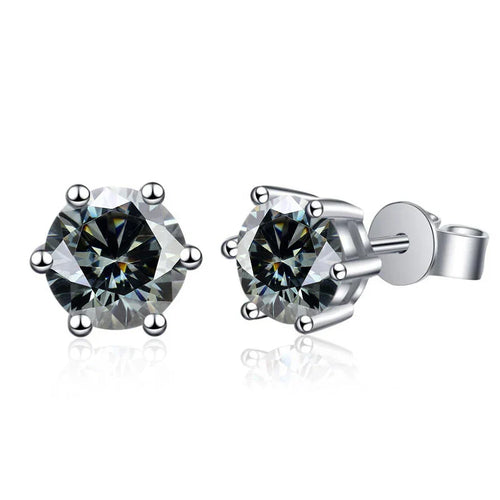 Moissanite Stud Earrings 1-6ct 21 Colors GRA Cert 925 Sterling Silver