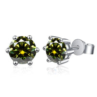Moissanite Stud Earrings 1-6ct 21 Colors GRA Cert 925 Sterling Silver