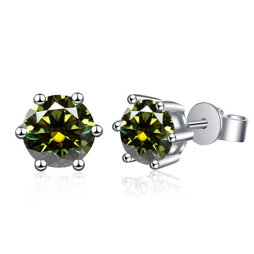 Moissanite Stud Earrings 1-6ct 21 Colors GRA Cert 925 Sterling Silver