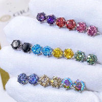 Moissanite Stud Earrings 1-6ct 21 Colors GRA Cert 925 Sterling Silver