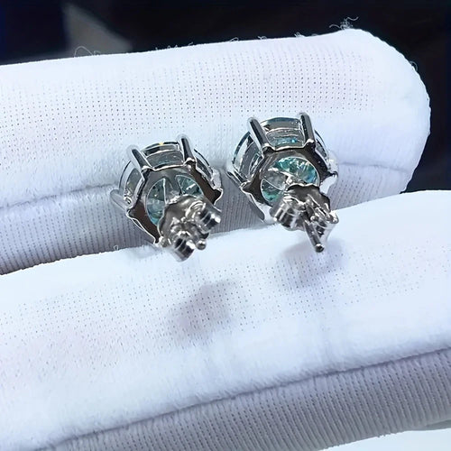 Moissanite Stud Earrings 1-6ct 21 Colors GRA Cert 925 Sterling Silver