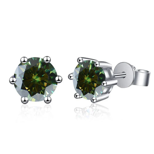 Moissanite Stud Earrings 1-6ct 21 Colors GRA Cert 925 Sterling Silver