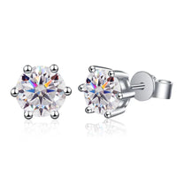 Moissanite Stud Earrings 1-6ct 21 Colors GRA Cert 925 Sterling Silver