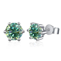Moissanite Stud Earrings 1-6ct 21 Colors GRA Cert 925 Sterling Silver