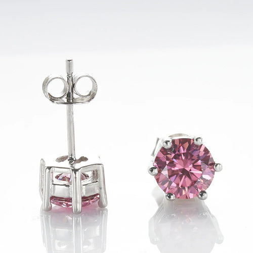 Moissanite Stud Earrings 1-6ct 21 Colors GRA Cert 925 Sterling Silver