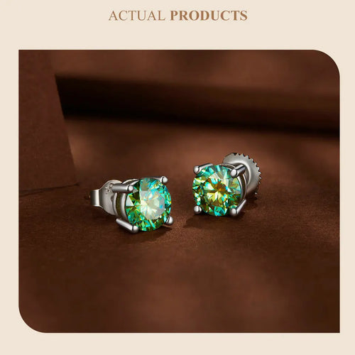 Moissanite Stud Earrings 2CT VVS1 925 Sterling Silver Screw Back Classic
