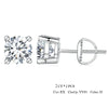 Moissanite Stud Earrings 2CT VVS1 925 Sterling Silver Screw Back Classic
