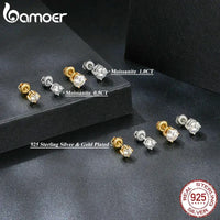 Moissanite Stud Earrings 2CT VVS1 925 Sterling Silver Screw Back Classic
