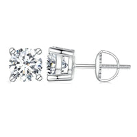 Moissanite Stud Earrings 2CT VVS1 925 Sterling Silver Screw Back Classic
