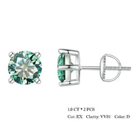 Moissanite Stud Earrings 2CT VVS1 925 Sterling Silver Screw Back Classic